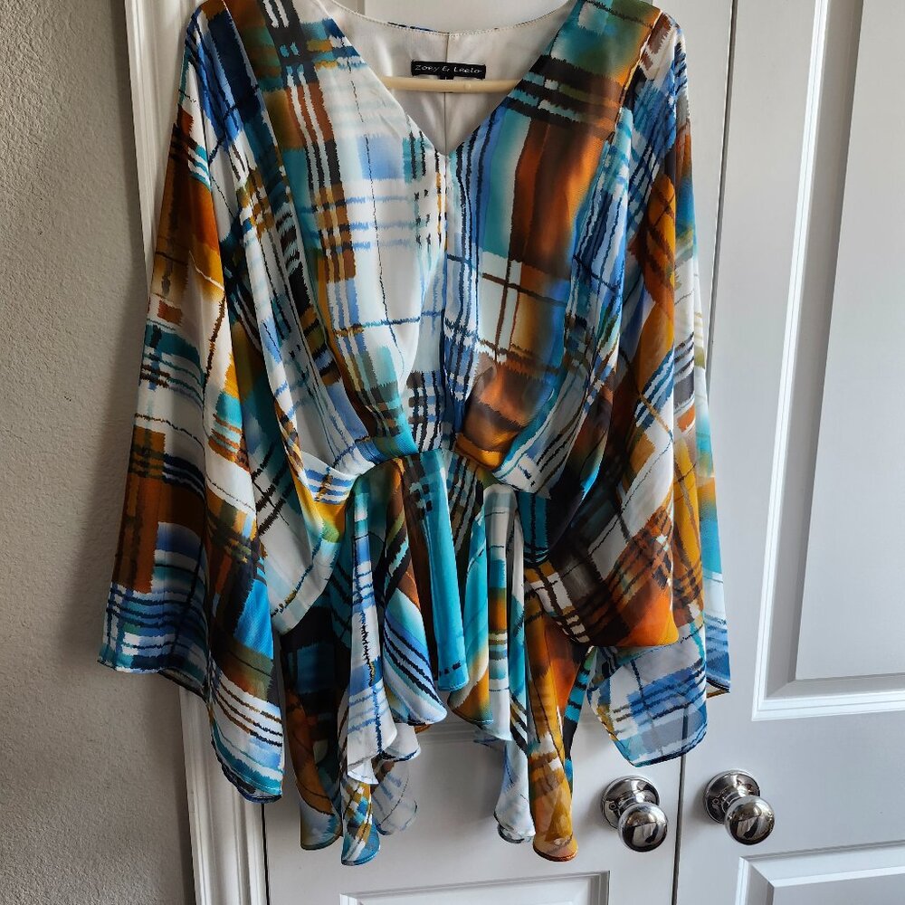 ZOEY&LEELO Womens LG. Sleeveless, Asymmetrical blouse topl  top